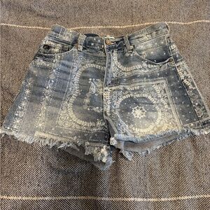 KanCan Blue Distressed Jean Shorts Raw Hem